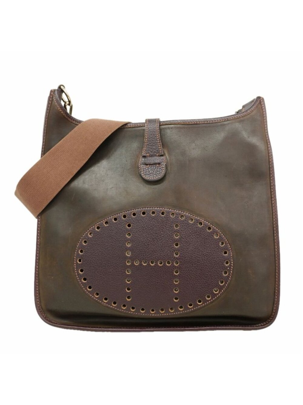 Hermes Shoulder Bag Evelyne Amazonia Dark Brown Silver